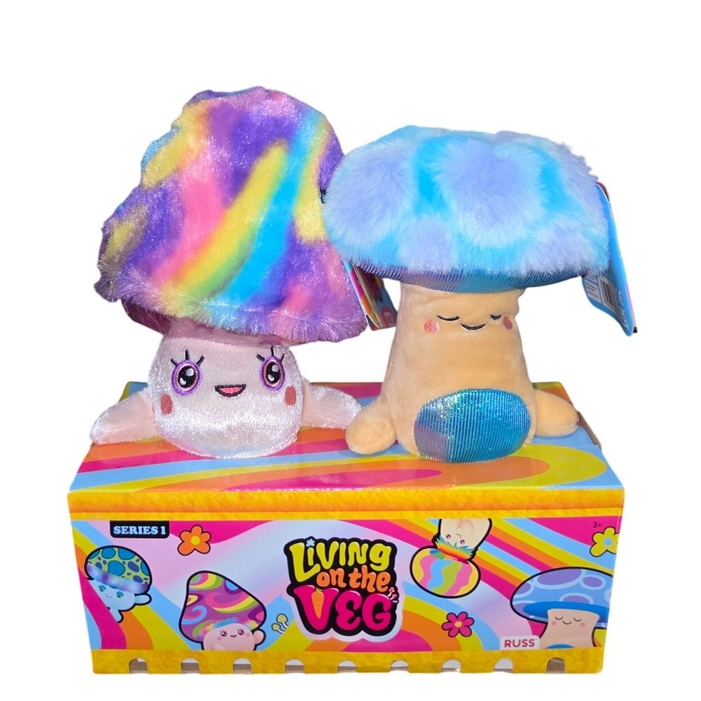 Living On The Veg Maisey Zeek Mushroom Plush Set Kellytoy Series 1 NWT With Box